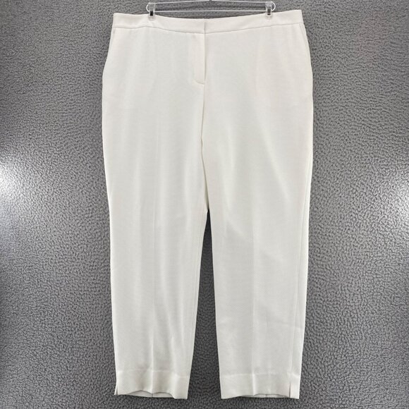 Kasper Pants Womens 18 Plus White Tapered Textured Pockets Office Career Work - Picture 1 of 13